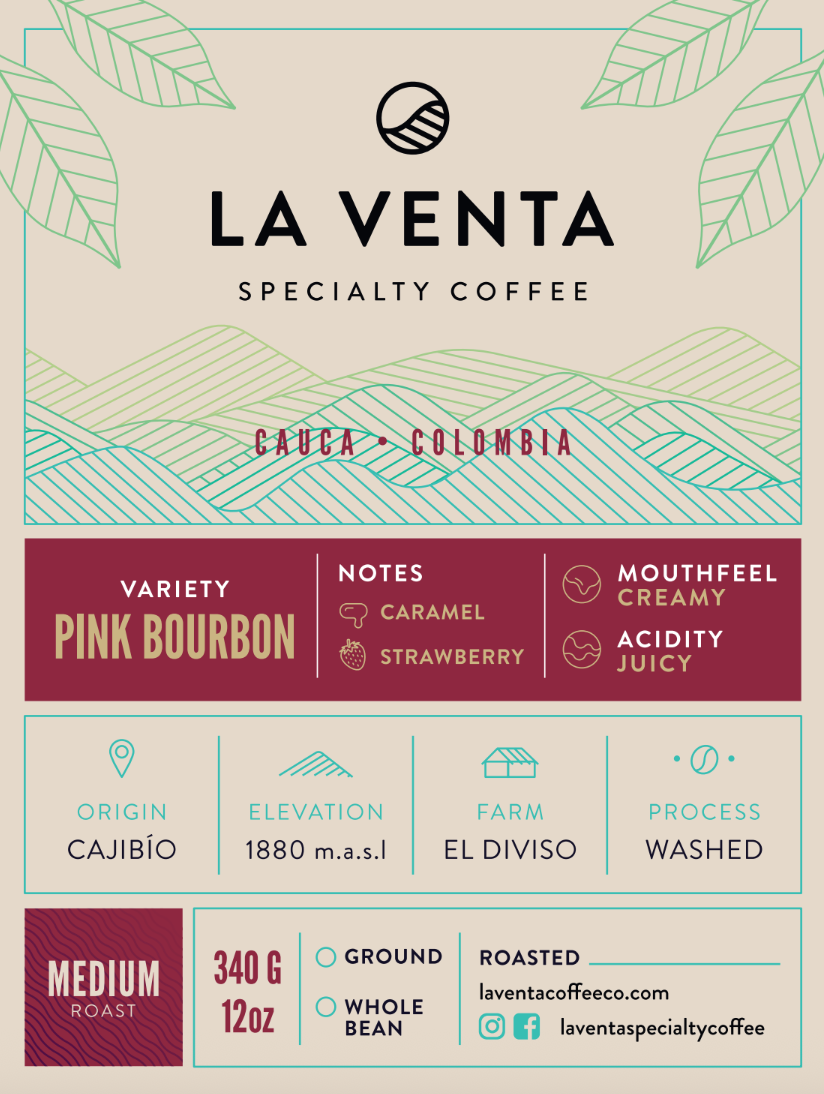 Pink Bourbon - Colombia Single Origin Specialty Coffee - 12oz bag