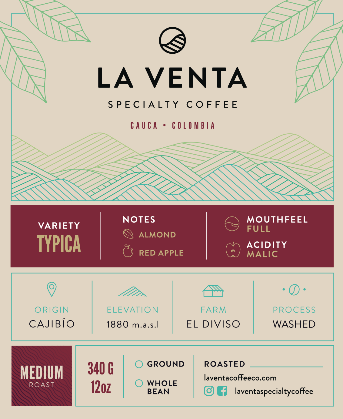 Typica - Colombia Single Origin Specialty Coffee - 12oz bag