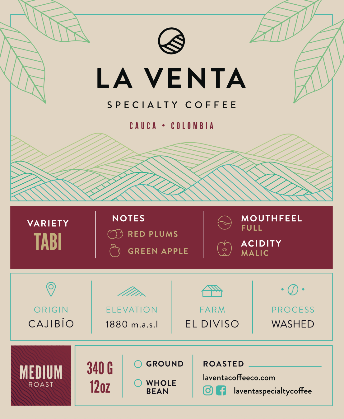 Tabi - Colombia Single Origin Coffee - 12oz bag