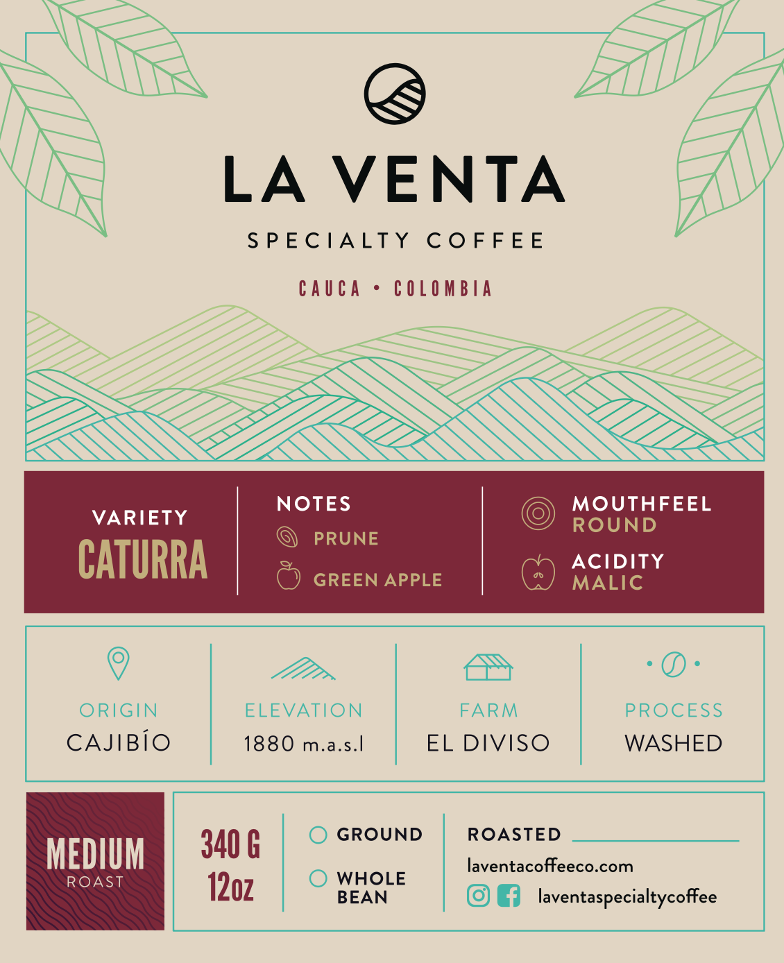 Caturra - Colombia Single Origin Specialty Coffee - 12oz bag